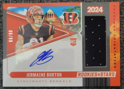 2024 Jermaine Burton Rookies&Stars Rookie Patch Auto Freshman Orientation 06/99