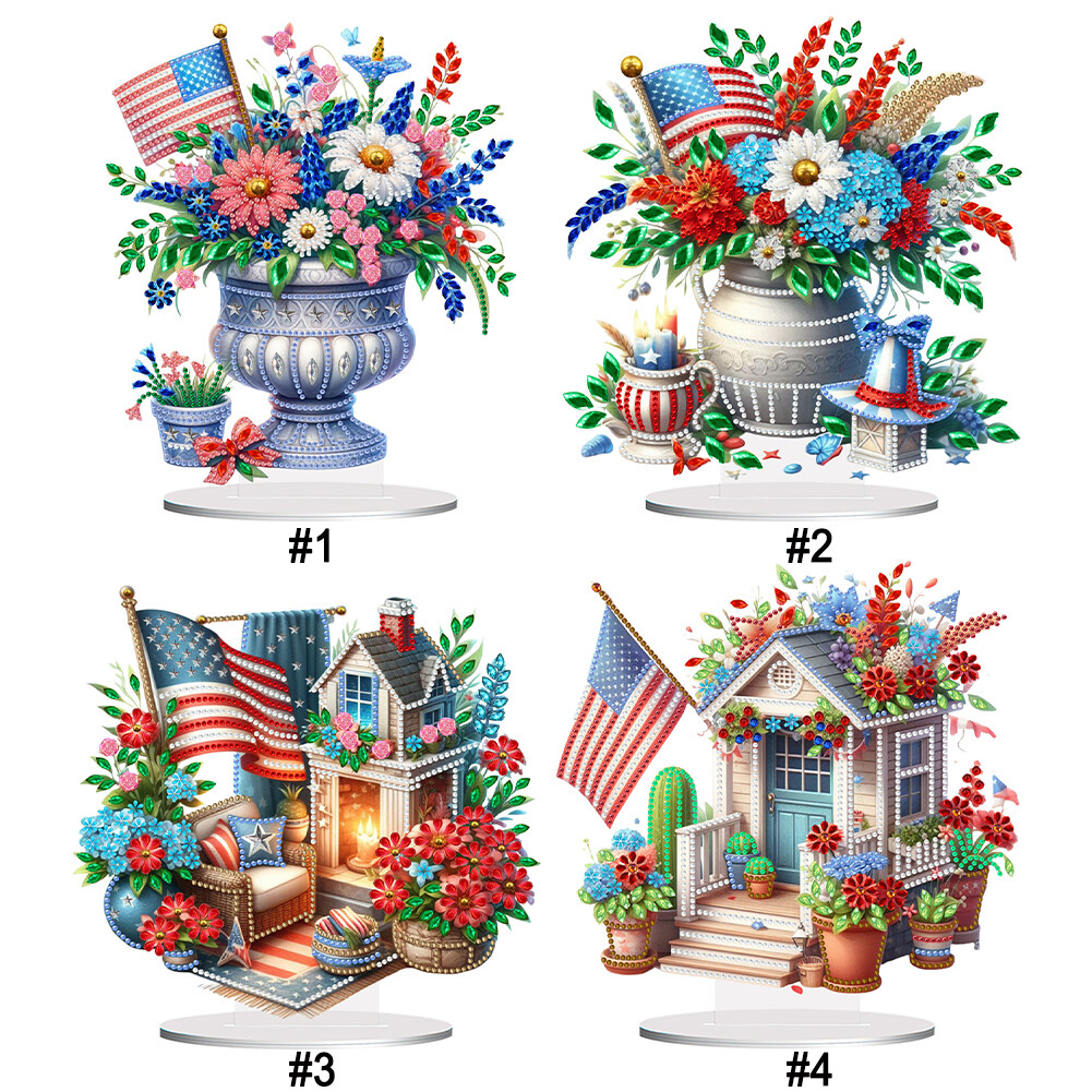 Eiflow Diamant-Malerei Set – Amerikanische Flagge DIY Mit Ständer, 4. Juli Design – Desktop-Deko Für Erwachsene
