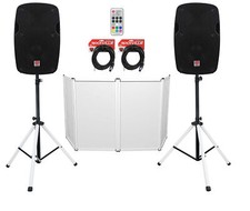  2 Rockville SPG88 8" 400w DJ PA Speakers Stands w/LED's Remote Cables Facade