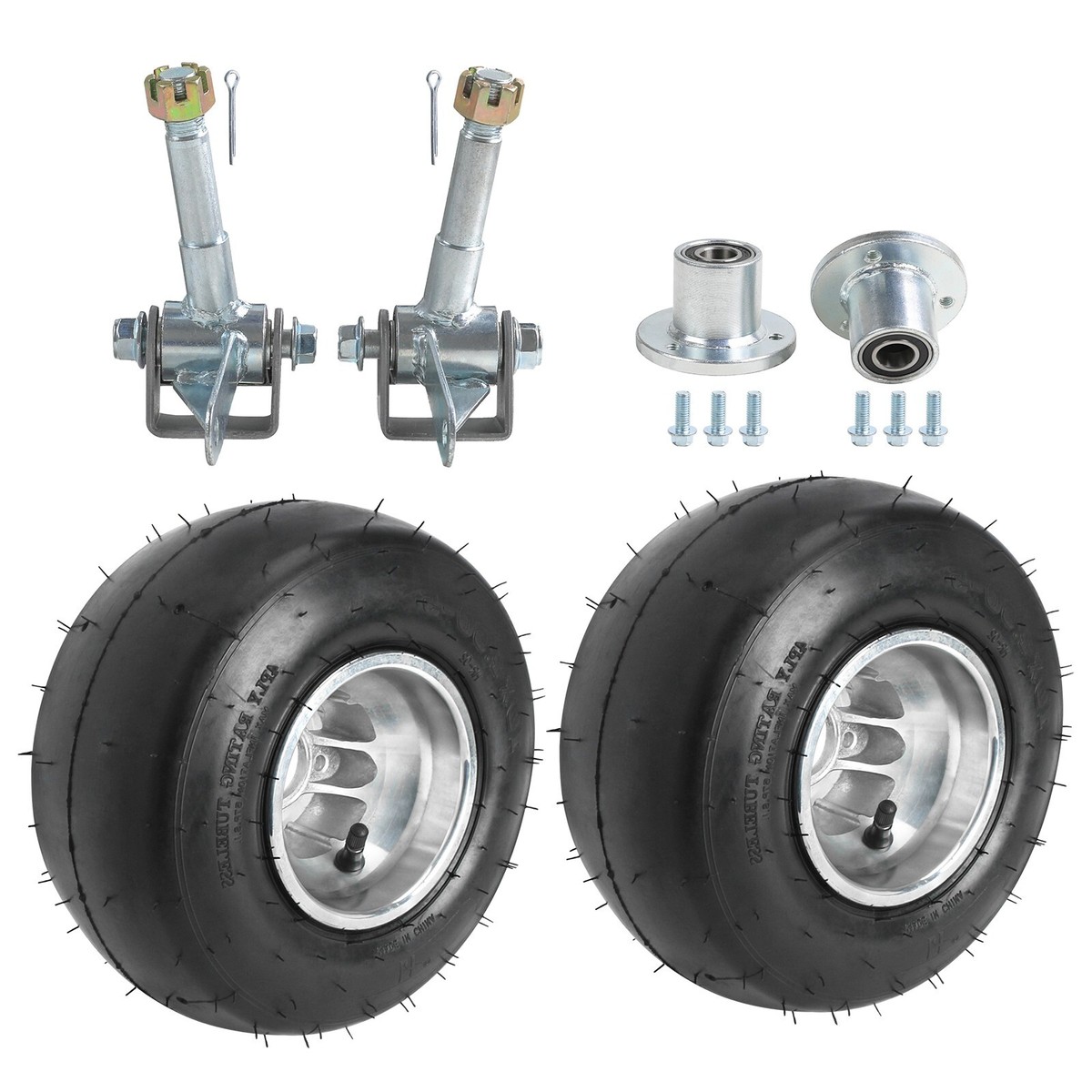 Pair Of Front Wheel Hubs For Go Karts & Drift Trikes - 5/8" Bore, Silver Aluminum