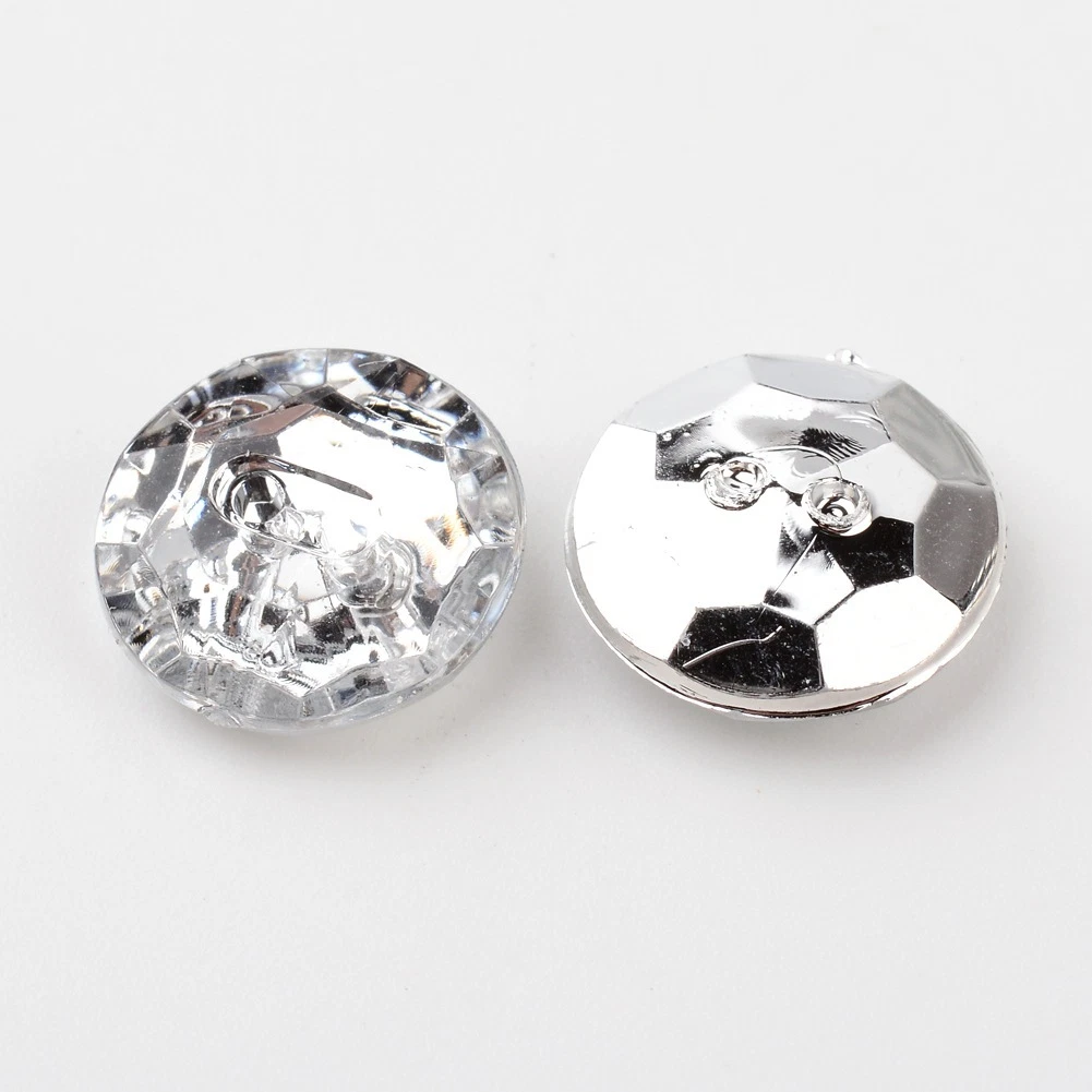 100pieces Acrylic Rhinestone Buttons 2 Hole Faceted Flat Round Crystal 13x3.5mm