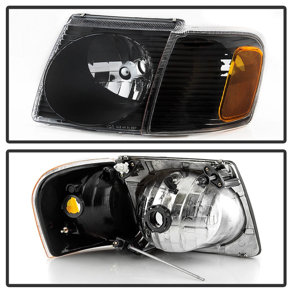2001-2005 Ford Explorer Sport Trac Headlights Corner Headlamps Black Left+Right - Image 3 of 4