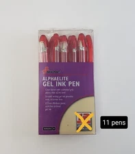 Skilcraft AlphaElite Gel Pens Red Ink 0.7mm Medium Point - Box of 11 - NEW