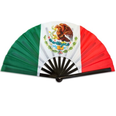 Mexico XLarge Hand Fan Folding Clack Fan for Festivals Rave Sports Cinco de Mayo
