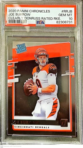 2020 Panini Chronicles Joe Burrow Clearly Donruss Rated Rookie RC #RR-JB PSA 10