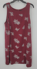 Ann Taylor Dress Womens Medium Maroon Floral Sleeveless Boho Peasant Sheath