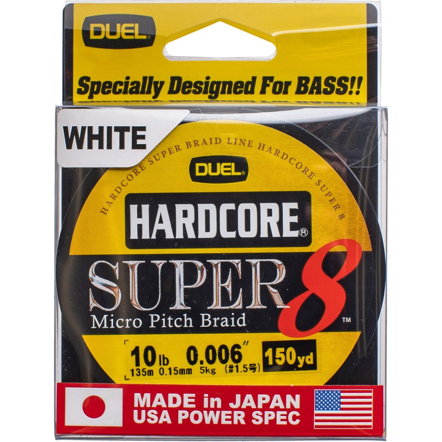 Леска с белой тесьмой Yo Zuri Duel Hardcore Super 8 Micro Pitch 10 фунтов 150 ярдов 2890₽