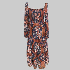 MSRP $118 NWT EVIE NAVY FLORAL PRINT TIERED MAXI DRESS MEDIUM