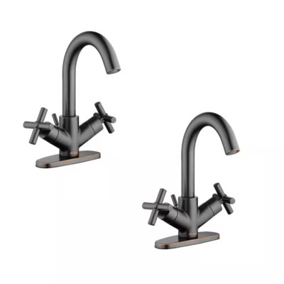 Dorset Cross Double-Handle Single-Hole Bathroom Faucet in Bronze (2-Pack) Free S