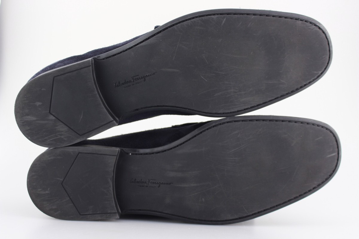 Ferragamo Adam Suede Loafers Blue Mens Salvatore Ferragamo Foster Gancini Loafers Indigo Suede  main image 4