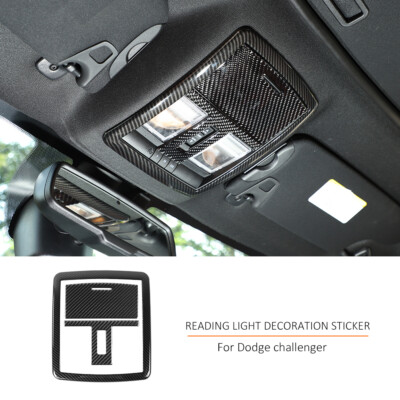 3pcs Roof Reading Light Lamp Cover Trim for Dodge Challenger 2015 + Carbon Fiber
