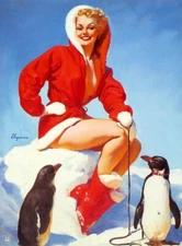 Gil Elvgren Vintage Girl Time with Penguins 11x14 Reproduction Giclee Print #134