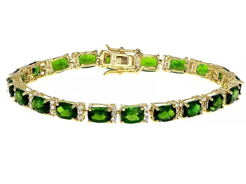 绿色镀铬 Diopside 18k 黄金纯银手链 17.88 克拉 - 第 2 张/共 6 张