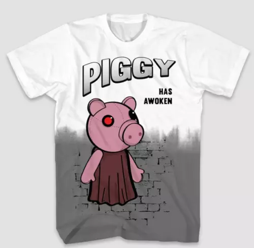 NEW WITH TAG Printed Knit T shirt by Roblox ~ White PIGGY Has awoken