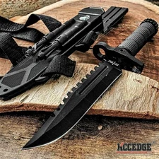 13.75" Tactical Knife Survival Knife Kit Fire Starter Compass Knife Sharpener