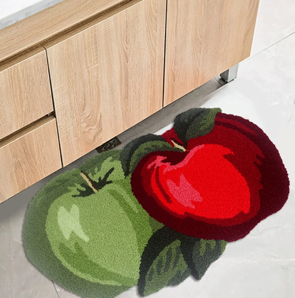 Alfombra de manzana alfombra en forma de fruta alfombra de huerto alfombra roja tejida a mano alfombra de área de dormitorio no Foto 4 de 4