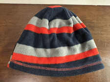 boys size 8-20 polyester reversible blue red navy and gray striped hat