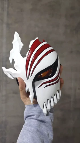 Kurosaki Ichigo Cosplay Mask Halloween BLEACH FRP Half Face Mask Handmade Prop - Picture 11 of 11