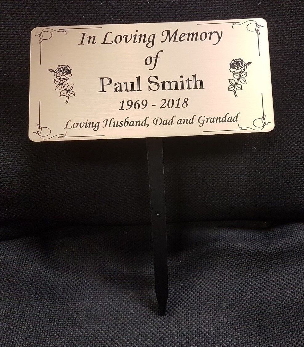 Engraved Memorial Stake Grave/Tree Marker Cremation with Personalised Plaque