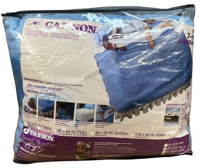 Cannon Vtg 1982 Royal Family Automatic Blanket 80 x 84  Full Blue Acrylic USA