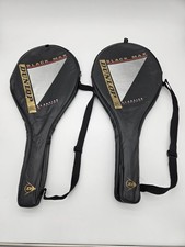 Vintage Dunlop Black Max Graphite Oversize Tennis Racket Set of 2 w/ Cases