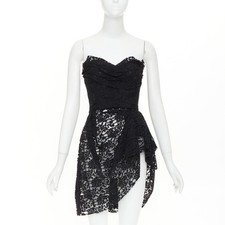 DOLCE GABBANA 2010 Runway black lace strapless boned corset mini dress IT36 XXS