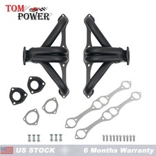 For Small Block Chevy Sbc V8 283 305 327 350 400 Black Coated Exhaust Headers