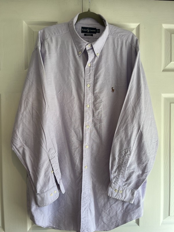 Ralph Lauren Yarmouth Lavender Cotton Oxford Button Men’s 17 1/2  34/35 Size L