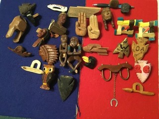 Boy Scout 23 PCs hand carved / painted wood neckerchief slides lodge Achtu 37