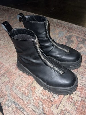 Eytys Raven II Zip Front Chunky Sole Ankle Boots Black Leather Men s US10.5M GUC