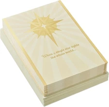 Boxed Religious Christmas Cards, Gold Foil Star (40 Cards and 40 Envelopes) Holy