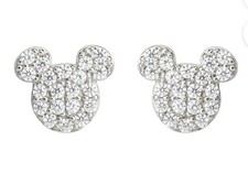 Disney Girls/Tween CZ Sterling Silver Mickey Mouse Stud Earrings New In Box