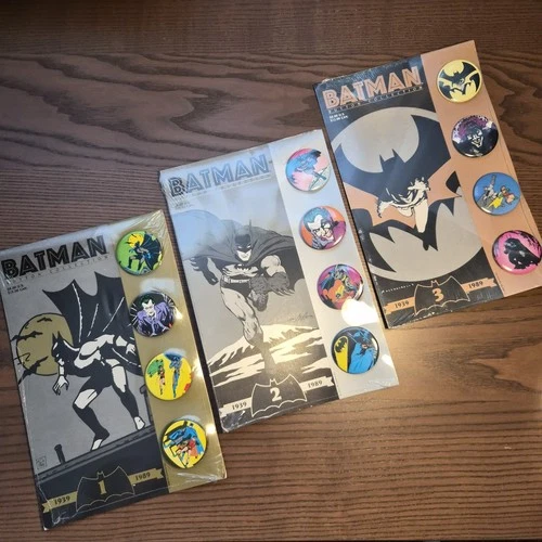 VTG 1989 Batman Button Collection Set 1/2/3 Sealed! DC Comics Collectible Pins