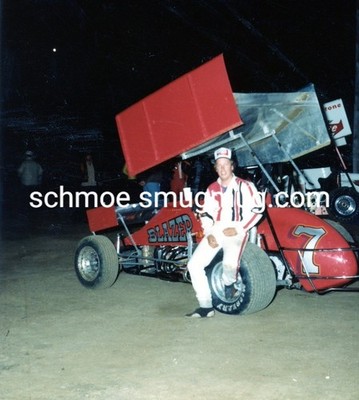 VINTAGE ORIGINAL RACING PHOTO; 1984 TIM GREEN, WOO WINGED SPRINT CAR