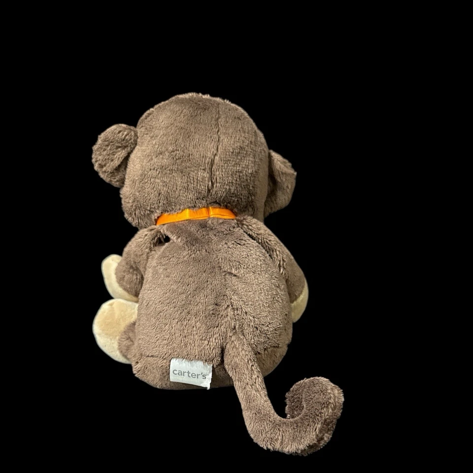 Carter's Brown Tan Monkey Plush Stuffed Animal Orange Bow 8" 2009 Bean Bag 11590 - Image 2 of 4