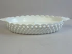 Fenton Art Glass Hobnail Milk Glass Divided Relish Dish with Scallops Pre-Logo