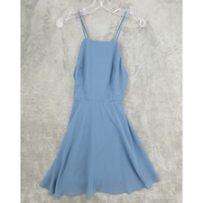 Lulus Dress Womens Small Fit & Flare Mini Strappy Backless Chiffon Party Blue