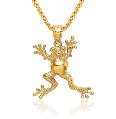 10K massive Gelbgold Froschtopf Bauch Halskette