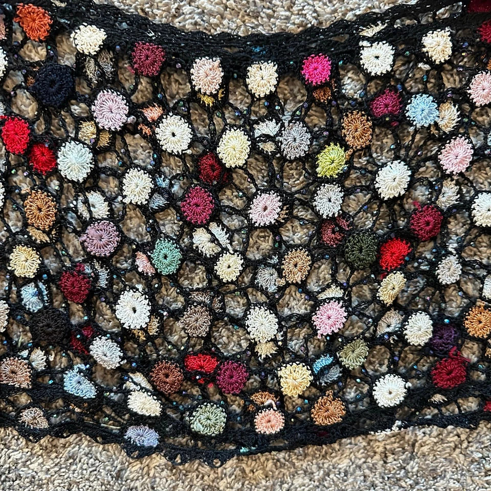 Hecho a mano Crochet Cuentas Multicolor Cuello Ecléctico Indie Hipster Informal Único Foto 2 de 4