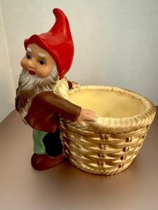 VTG Heissner West Germany PVC Garden Gnome  Planter Basket Figure #967