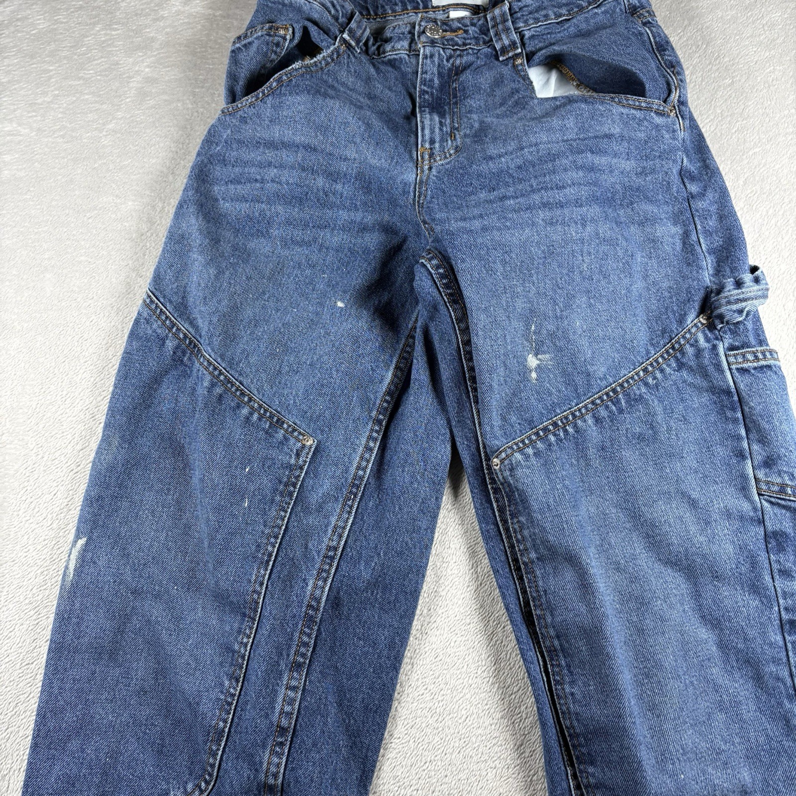 BDG Carpenter Double Knee Women's Size 27 Blue Jeans Y2K Paint Distress #1A