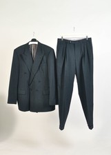 Authentic vintage 80s double breasted suit in classic grey