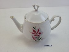 Kaffee- Teekanne Made in Germany Porzellan Weiß Goldrand Blumendekor #261412