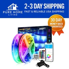 Smart LED Strip Lights 200ft - Music Sync & Easy Installation for Festive Vibes