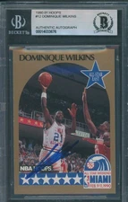1990/91 Hoops #12 Dominique Wilkins Beckett Authentic Autograph Signed *3676