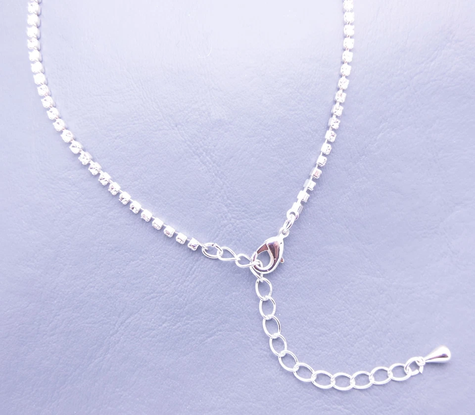 Juego de collar de cristal con pendientes novia boda dama de honor REGALO PLATA Sp NUEVO #32 Foto 2 de 2