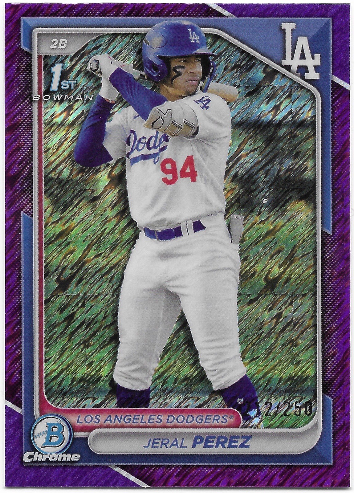 2024 Bowman Chrome - Purple Refractor /250 - Jeral Perez Dodgers #BCP-158