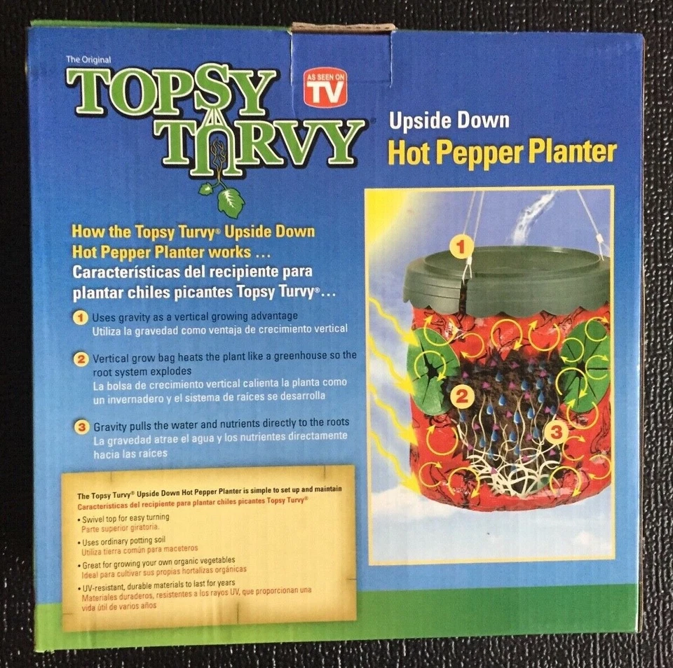 Maceta original Topsy Turvy boca abajo colgante pimienta caliente como se ve en la televisión nueva Foto 2 de 4