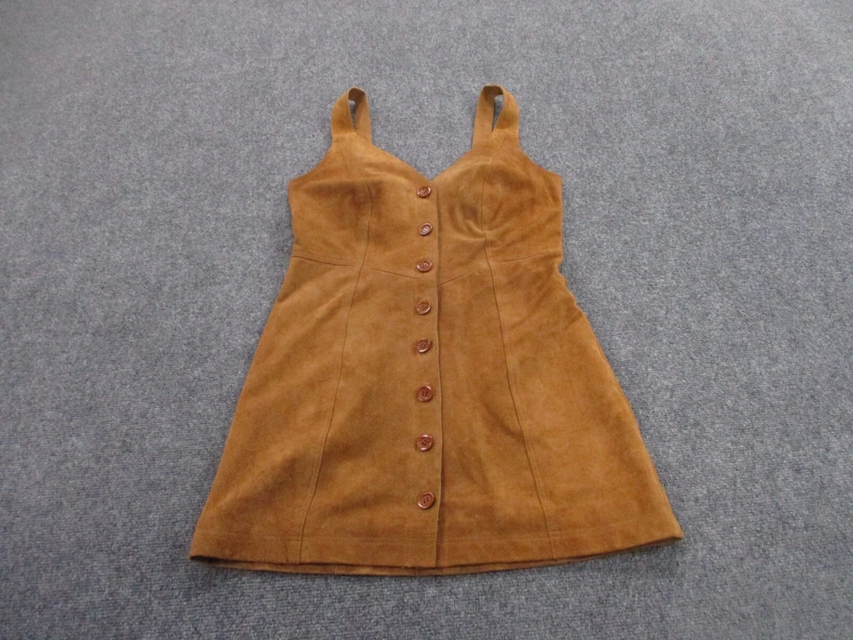Free People Dress Women 4 Cow Hide Leather Overalls Button Tank Western Casual - Image 2 of 4