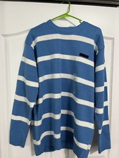 VTG SouthPole Men s knit stripped sweater size L Blue white Hip Hop 0466-3